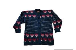 Vintage 80-90s Knit Cotton Ramy Cardigan Floral Pansy Fits L - $37.62