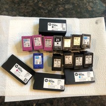 lot of empty HP ink cartridges, genuine/OEM, HP black tricolor 61 62 63 and more - $32.68