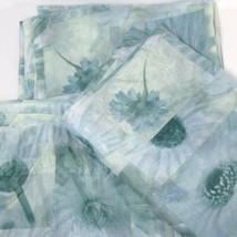 JCPenney Watercolor Floral Teal 3-PC Semi-Sheer Drapery Panels &amp; Scarf V... - $60.00