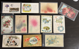 Antique Best Wishes Postcards From Early 1900s  Lot 12 Various Posted &amp; Unposted - £15.42 GBP