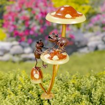 Metal Frogs on Mushrooms Short Garden/Pot Stake (2 Frogs, Climbing) - £35.72 GBP+