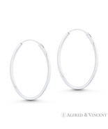 Oval Tube (40x28x2mm) .925 Sterling Silver Lightweight Hollow Drop Hoop ... - $581.41 MXN