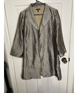 Eileen Fisher M Silver Beige cardigan Silk open front Light Jacket Lagen... - $37.39