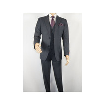 Men Suit BERLUSCONI Turkey 100% Italian Wool Super 180's Vested #Ber15 Charcoal image 2