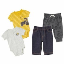 Carter&#39;s Baby ~ Four (4) Piece Pants &amp; Body Suit Sets ~ Tractor ~ Size 9... - $26.18