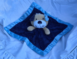 Garanimals Puppy Dog Blue Minky Dot Security Blanket Lovey Satin NEW - $12.86