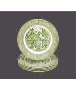 Five Royal China The Old Curiosity Shop Green dinner plates made in USA.... - £70.62 GBP
