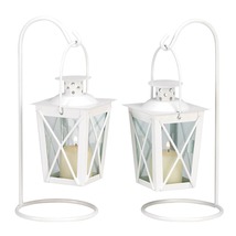 WHITE RAILROAD CANDLE LANTERNS - $44.95