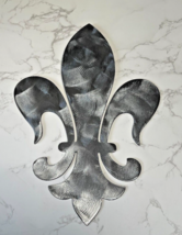 Fleur de Lis Polished Steel Silver Metal Wall Decor approx 12&quot; tall - £20.44 GBP