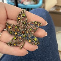 Vintage Avon Rhinestone Brooch Pin Bronze Leaf Statement Brooch fb1-55 - $154.19 MXN