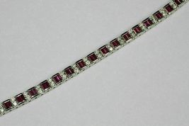 6.50CT Emerald Cut Simulated Ruby Women&#39;s Tennis Bracelet Gold Plated 925 Silver - £132.94 GBP