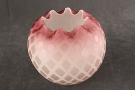 Antique Mt Washington Pink Satin Cased Diamond Quilted Crimped Edge Bowl Vase - £80.85 GBP