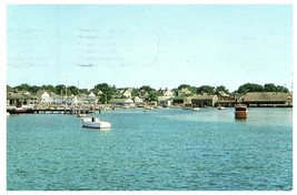 Martha&#39;s Vineyard Island Mass Yact Club &amp; Edgardtown Harbor Postcard 1956 - £6.92 GBP