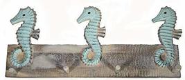 Hand Carved SEAHORSES SEA towels beach Hanger Holder Surfboard Wooden Wa... - $44.49