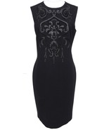 EMILIO PUCCI Dress Black Sleeveless Sheath Leather Crewneck Knee Length ... - £340.47 GBP
