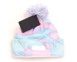 Hurley Blue &amp; Pink Knit Cuff Pom Beanie Youth Girl&#39;s 7-16 NWT - £27.09 GBP