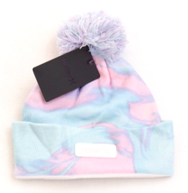 Hurley Blue &amp; Pink Knit Cuff Pom Beanie Youth Girl&#39;s 7-16 NWT - £27.09 GBP