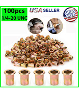 100 Pcs RIVET NUT Flat Head Threaded Insert 1/4-20 UNC Carbon Steel Nuts... - £11.18 GBP