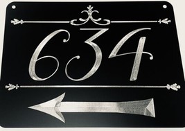 Engraved Custom House Number Street Address Directional Arrow Metal Sign 12x9 - £23.45 GBP
