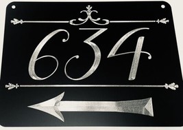 Engraved Custom House Number Street Address Directional Arrow Metal Sign 12x9 - £23.73 GBP