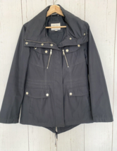 Nautica Women&#39;s Rain Utility Jacket Navy Blue Silver Full Zip Hooded Coa... - $23.33