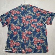 GH Bass Co Mens Hawaiian Shirt Size 3XL Floral Inside Out Short Sleeve Button Up - £22.38 GBP