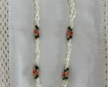 Vintage Mother of Pearl, Onyx &amp; Coral 3 Strand Beaded Necklace, Pre-Owned - £13.48 GBP