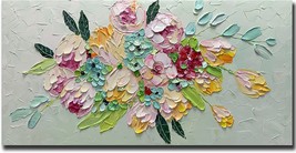 Modern Abstract Hand Painted 3D Textured Colorful Flower Wall Art, Floral - £94.27 GBP