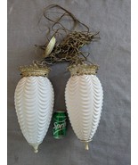 Mcm Blanc Festonnée Larme Double Swag Suspendu Lampe Light Moe Thomas Ind - $217.68 CAD