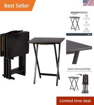 Rectangular Foldable TV Dinner Tray Table with Storage Rack, Set of 4, B... - $107.38