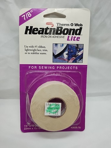 Vintage Therm O Web HeatnBond Iron-On Adhesive Lite 7/8&quot; X 15 Yds 22m X ... - $9.89