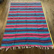 Mexican Serape Woven Throw / Rug / Blanket Multicolor Southwestern 78&quot; x 53&quot; - £27.96 GBP
