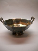 VINTAGE EPNS Silver Plated BOWL With Handles Octagon with HANDLES  - $33.65
