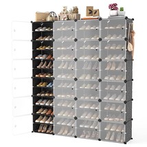 Portable Shoe Rack Organizer With Door, 96 Pairs Shoe Storage Cabinet Easy Assem - £213.92 GBP