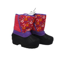 Chatties Toddler Girls Snow Boots -New- Pink w/ Purple Peace Symbols Siz... - $8.99