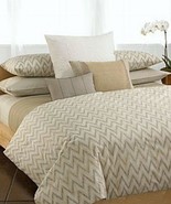 Calvin Klein IKAT Zig Zag Driftwood Taupe 3P Queen Duvet Shams Set - $326.75 CAD