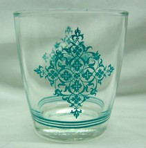 Vintage Hazel Atlas Aqua Lace 1/2 Pint 3&quot; Sour Cream Drinking Glass Cup Retro - £11.94 GBP