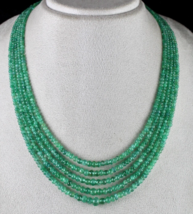 Certified Natural Emerald Beads Round 5 L 263 Cts Green Gemstone Beaded Necklace - £1,792.12 GBP