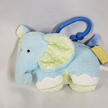 Just one year Blue green elephant plays non-musical 2009 lovey plush clip ring  - £17.98 GBP