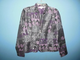 Ladies Dress Barn Brocade Jacket Large Purple,Black&amp;Gray - £15.62 GBP