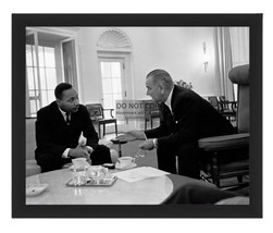President Lyndon B. Johnson Meeting Martin Luther King Jr. 8X10 B&amp;W Framed Photo - £15.74 GBP