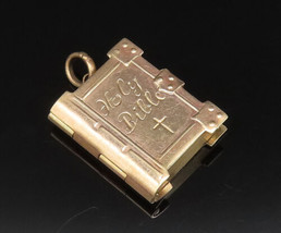 ENGLAND 9K GOLD - Vintage Antique Etched Holy Bible Box Pendant (OPENS) ... - £282.38 GBP