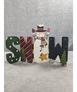 Folding Snow Christmas Wooden Sign For Home Christmas Table Decor Holida... - £12.60 GBP