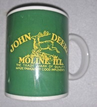 Vintage John Deere Moline Illinois Green White Yellow Coffee Mug Cup  - £18.36 GBP