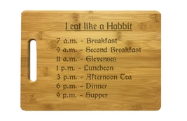 Eat Like a Hobbit Meal Times Engraved Cutting Board - Bamboo/Maple - Ner... - $34.99+
