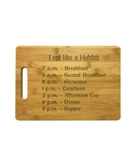 Eat Like a Hobbit Meal Times Engraved Cutting Board - Bamboo/Maple - Nerdy LOTR - £27.45 GBP - £43.14 GBP