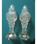 BOHEMIA CZECH FOOTED GLASS SHAKERS CRYSTAL 6 3/4&quot; PAIR  - $62.44 CAD