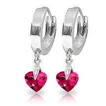 Galaxy Gold GG 1.5 Carat 14k Solid White Gold Hoop Earrings Pink Topaz - £218.89 GBP
