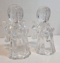 Pair of Clear Glass Angel Candle Holders- both playing a horn - £7.66 GBP