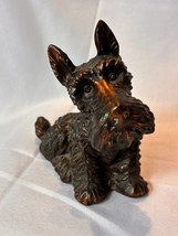 Vtg Pot Metal Dog Sculpture Figure Scottish Terrier Schnauzer Sitting Statue - £39.52 GBP